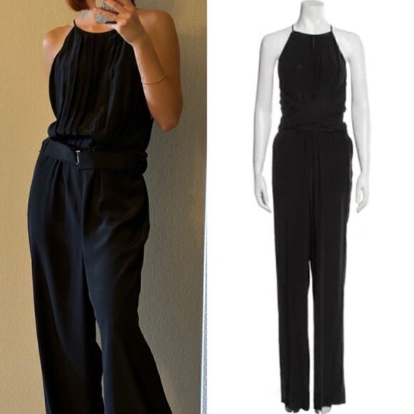 L'AGENCE Pants - L'agence Silk Black Jumpsuit Size L